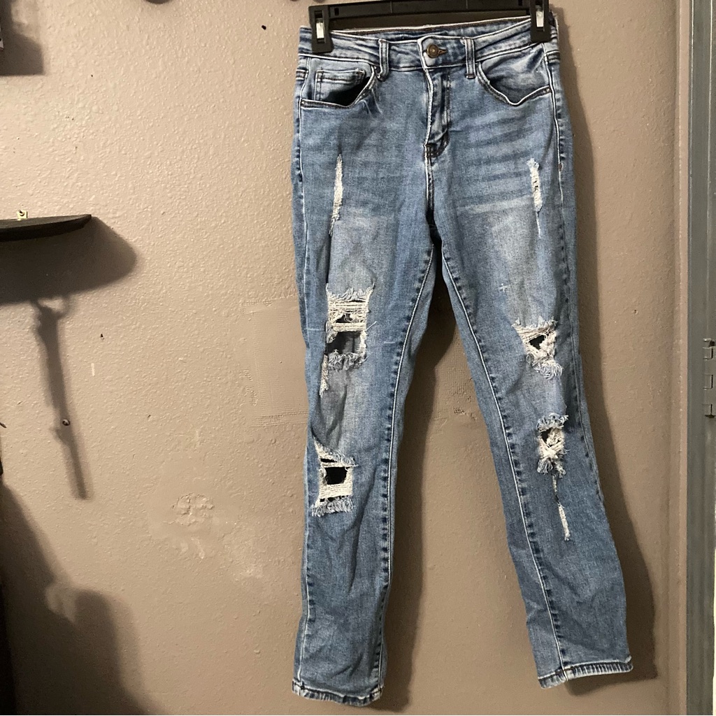 Wax Jean Women's Light Blue Distressed Skinny Jeans